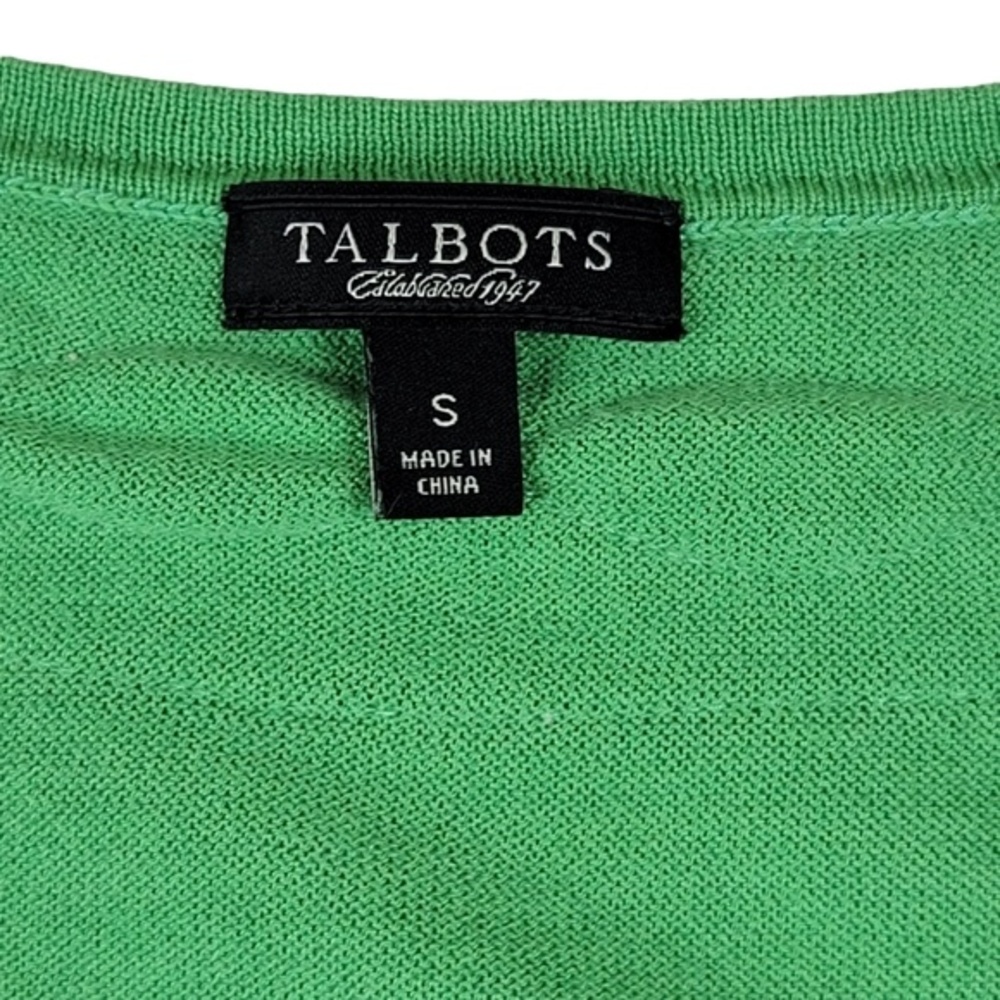 NWOT Talbots Silk Blend Cardigan Short Sleeve Sweater Green Small - Picture 3 of 10